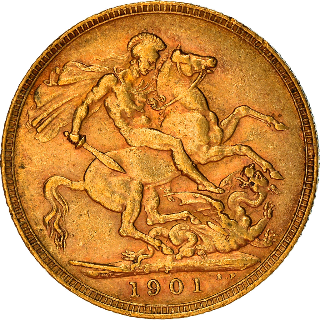 Coin, Australia, Victoria, Sovereign, 1901, Perth, EF(40-45), Gold, KM:13