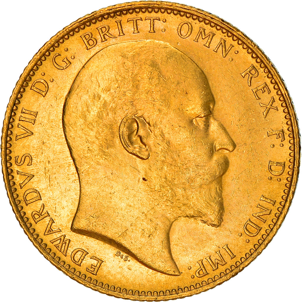 Coin, Australia, Edward VII, Sovereign, 1908, Melbourne, MS(60-62), Gold, KM:15