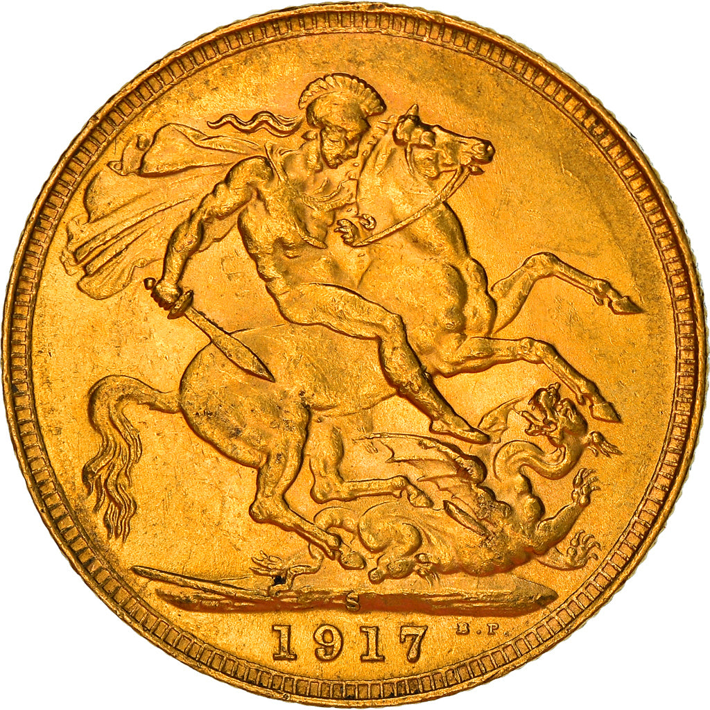 Moneda, Australia, George V, Sovereign, 1917, Sydney, EBC, Oro, KM:29