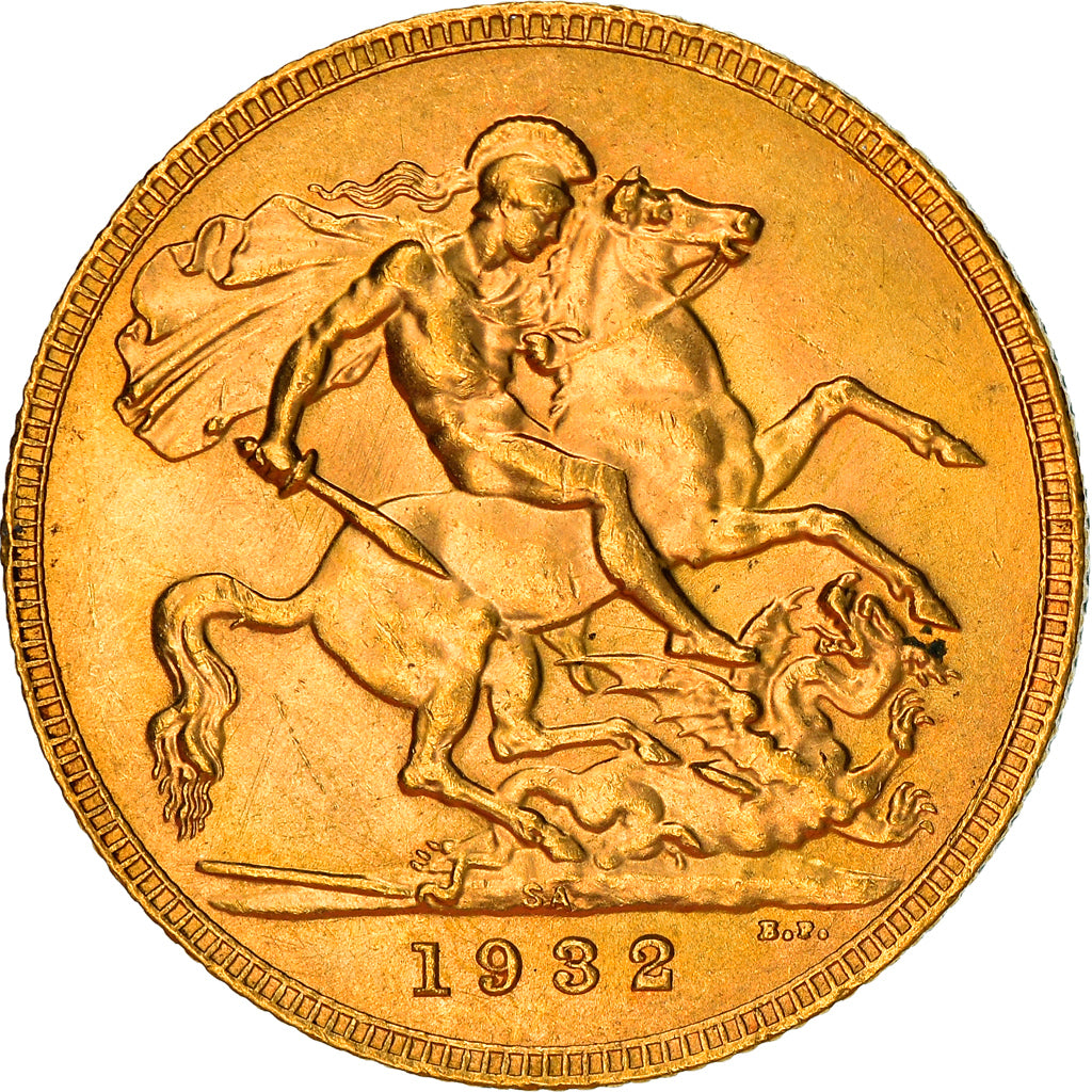 Moeda, África do Sul, George V, Sovereign, 1932, Pretoria, MS(63), Dourado