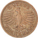 Moneta, Stati tedeschi, FRANKFURT AM MAIN, Heller, 1844, BB, Rame, KM:327