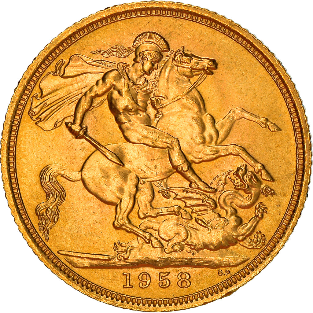 Coin, Great Britain, Elizabeth II, Sovereign, 1958, MS(63), Gold, KM:908