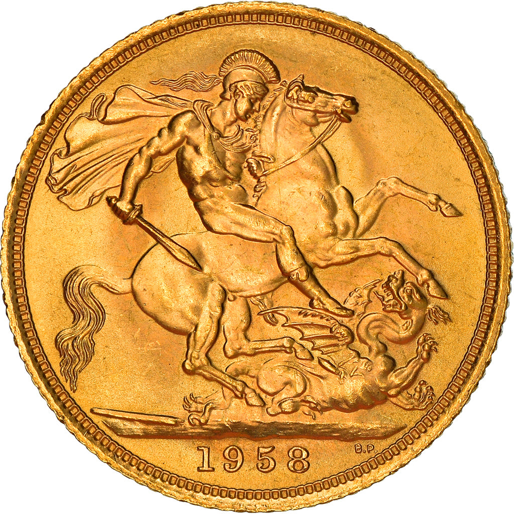 Coin, Great Britain, Elizabeth II, Sovereign, 1958, MS(63), Gold, KM:908