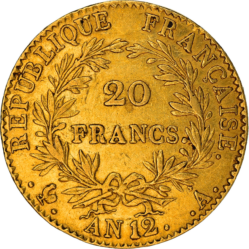 Moneda, Francia, Napoléon I, 20 Francs, An 12, Paris, MBC, Oro, KM:651