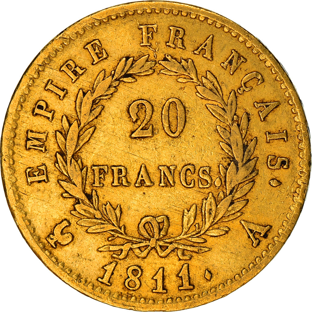 Coin, France, Napoléon I, 20 Francs, 1811, Paris, VF(30-35), Gold, KM:695.1