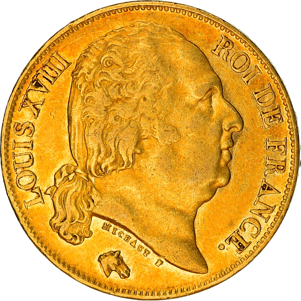 Coin, France, Louis XVIII, Louis XVIII, 20 Francs, 1818, Paris, EF(40-45), Gold