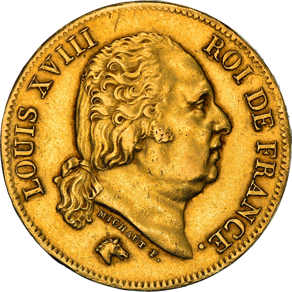 Coin, France, Louis XVIII, Louis XVIII, 40 Francs, 1818, Lille, EF(40-45), Gold
