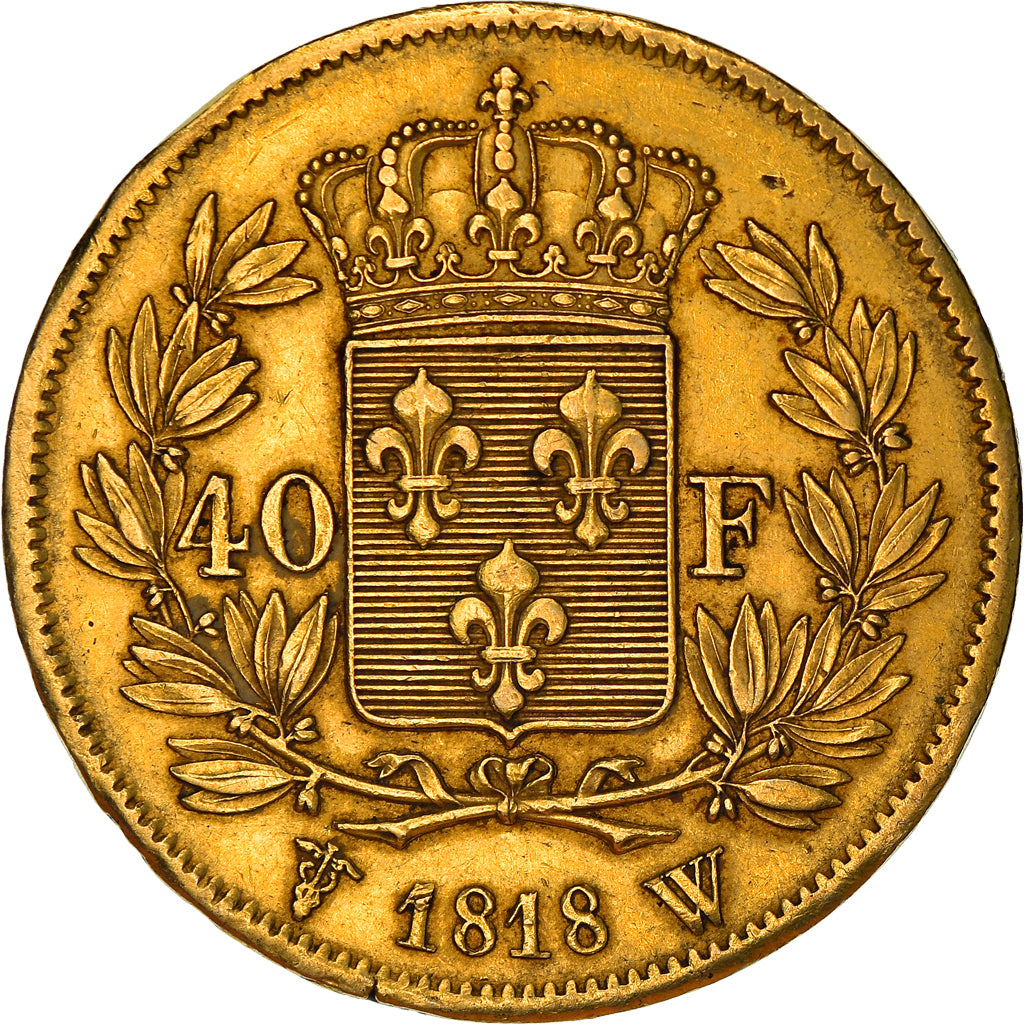 Coin, France, Louis XVIII, Louis XVIII, 40 Francs, 1818, Lille, EF(40-45), Gold