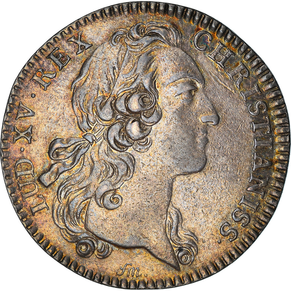 France, Token, Louis XV, 5e corps des bonnetiers, 1746, AU(55-58), Silver