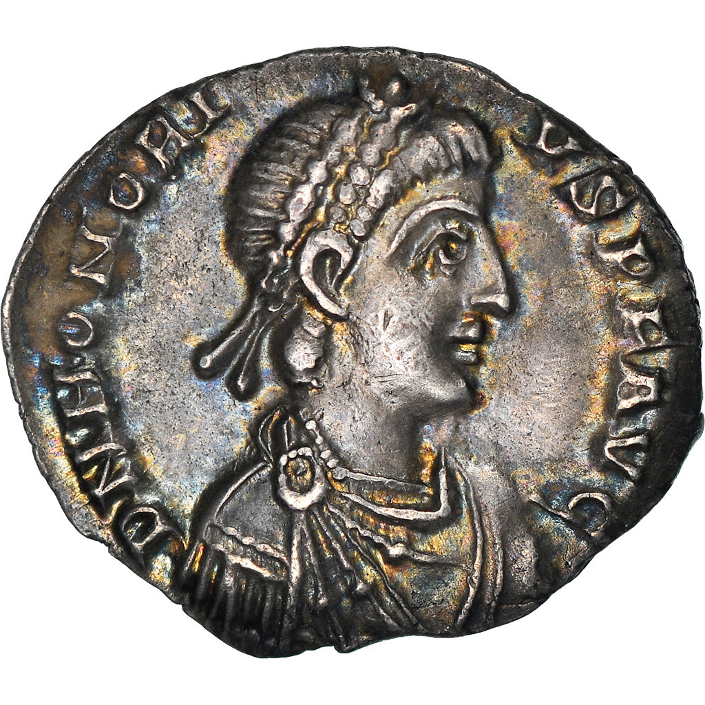 Coin, Honorius, Siliqua, Milan, AU(55-58), Silver, RIC:1228