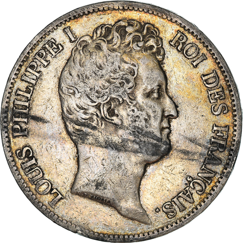 Moneta, Francia, Louis-Philippe, 5 Francs, 1830, Paris, Tranche en relief, MB+