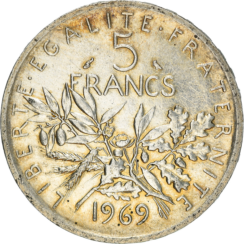 Münze, Frankreich, Semeuse, 5 Francs, 1969, SS+, Silber, KM:926, Gadoury:770