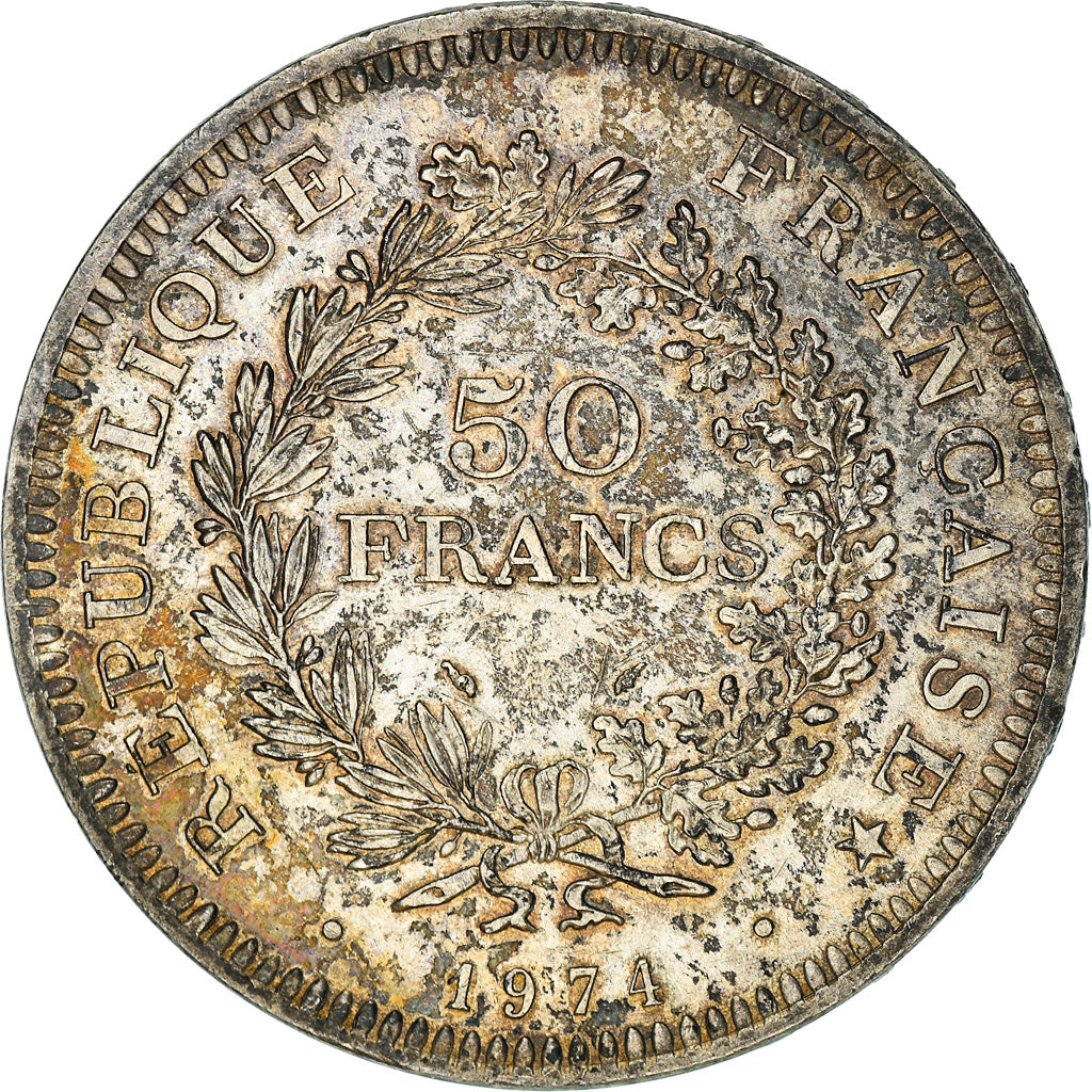 Coin, France, Hercule, 50 Francs, 1974, Avers 20 francs, EF(40-45), Silver