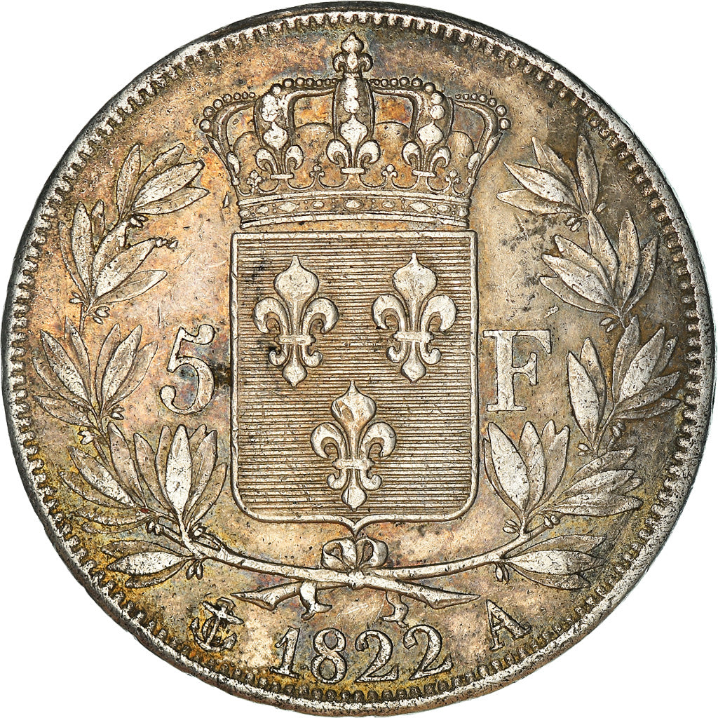 Münze, Frankreich, Louis XVIII, Louis XVIII, 5 Francs, 1822, Paris, S+, Silber