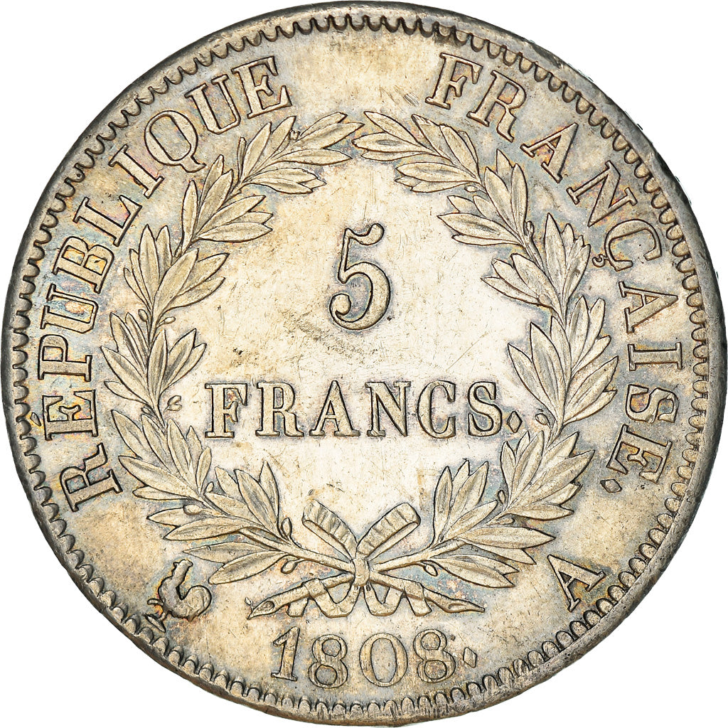 Munten, Frankrijk, Napoléon I, 5 Francs, 1808, Paris, PR, Zilver, KM:686.1, Le