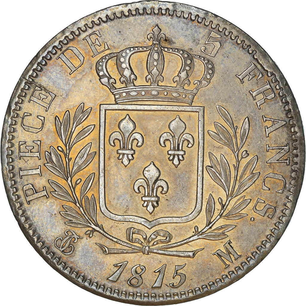 Moneta, Francia, Louis XVIII, Louis XVIII, 5 Francs, 1815, Toulouse, SPL-