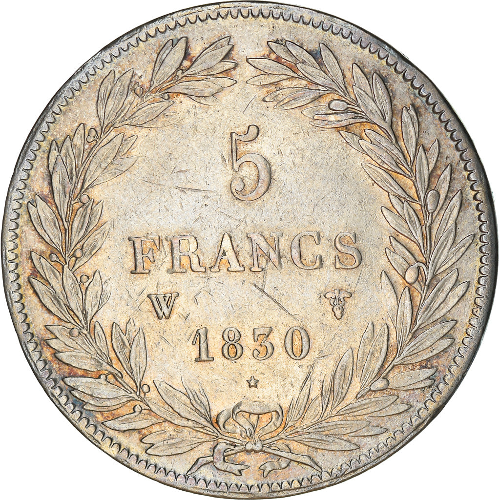 Moneda, Francia, Louis-Philippe, 5 Francs, 1830, Lille, Tranche en creux, MBC