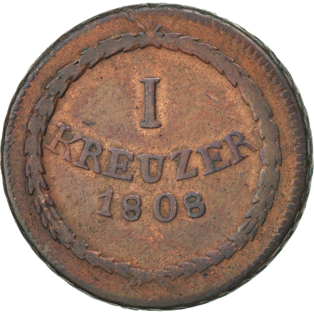 GERMAN STATES, Kreuzer, 1808, KM #141, VF(30-35), Copper, 5.33