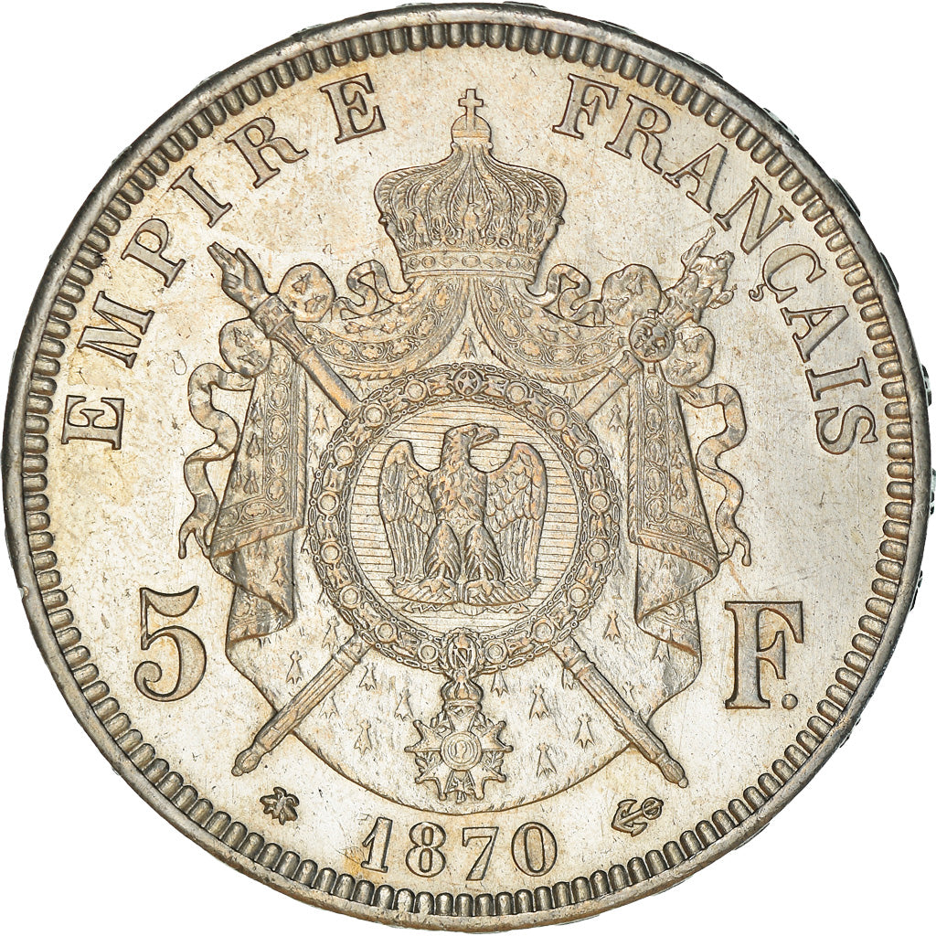 Coin, France, Napoleon III, Napoléon III, 5 Francs, 1870, Paris, MS(60-62)
