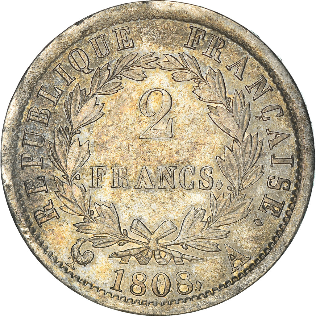 Coin, France, Napoléon I, 2 Francs, 1808, Paris, EF(40-45), Silver, KM:684.1