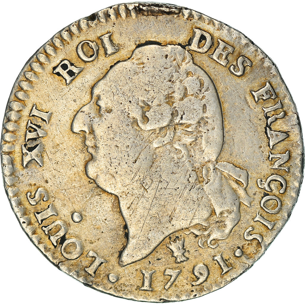 Coin, France, Louis XVI, 15 sols françois, 15 Sols, 1791, Limoges, EF(40-45)