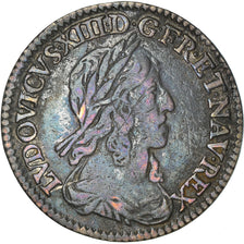 Moneda, Francia, Louis XIII, 1/12 Ecu, 1643, Paris, BC+, Plata, Gadoury:46