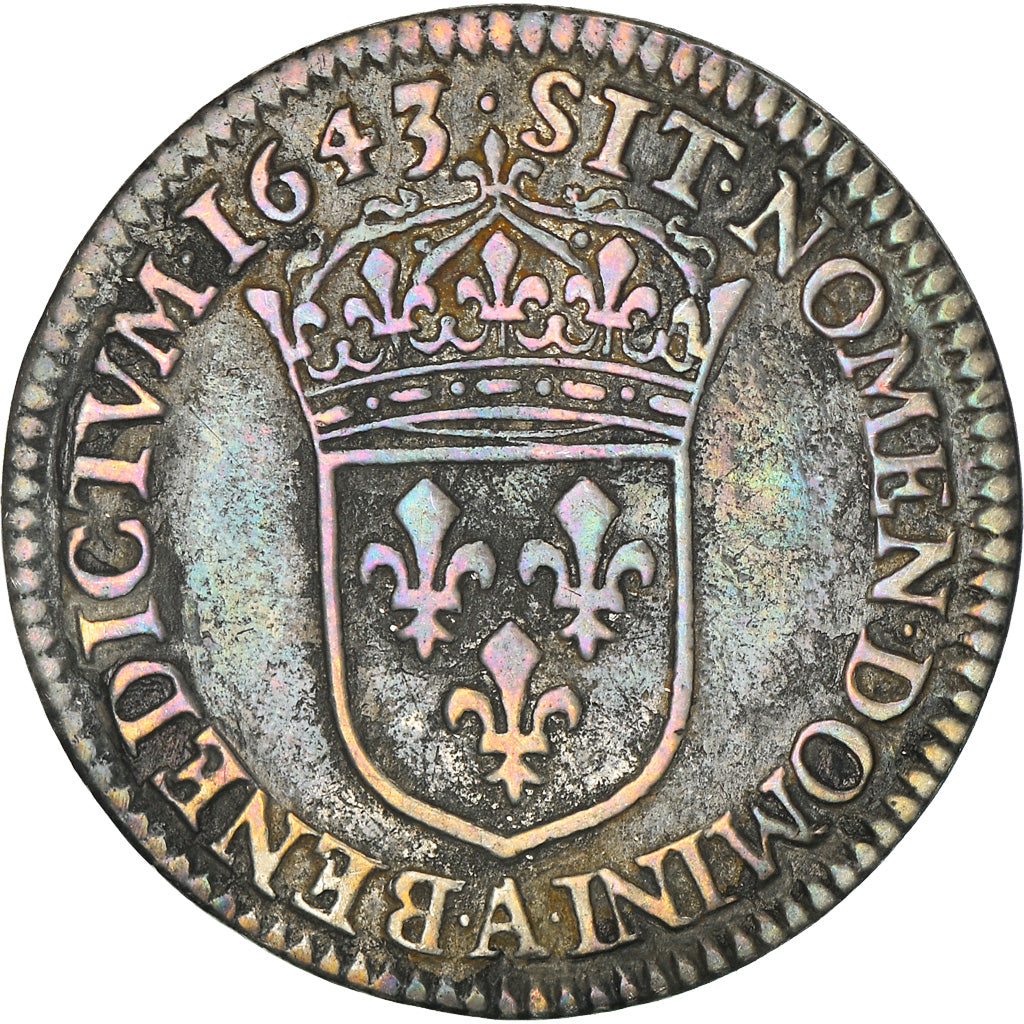 Moneta, Francja, Louis XIII, 1/12 Ecu, 1643, Paris, VF(30-35), Srebro