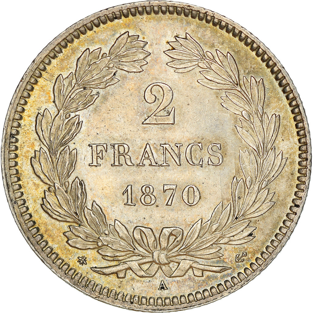 Coin, France, Cérès, 2 Francs, 1870, Paris, MS(64), Silver, KM:817.1