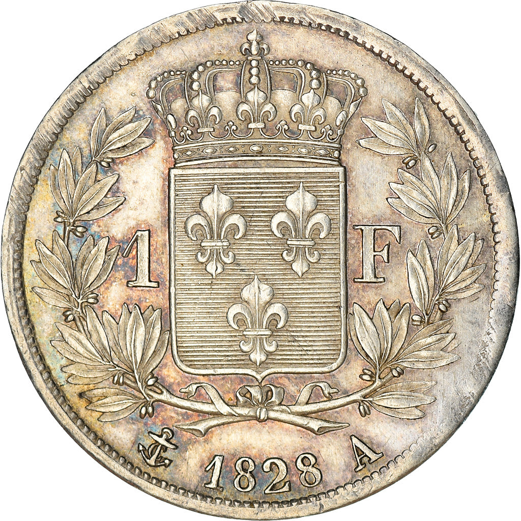 Coin, France, Charles X, Franc, 1828, Paris, AU(55-58), Silver, KM:724.1, Le