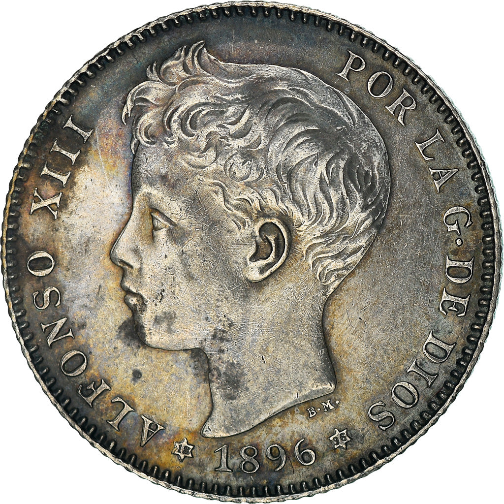 Monnaie, Espagne, Alfonso XIII, Peseta, 1896, Madrid, SUP, Argent, KM:706