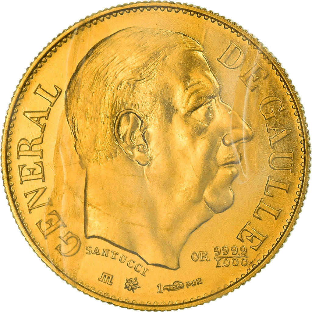 Francia, medaglia, French Fifth Republic, Général De Gaulle, 1980, Santucci