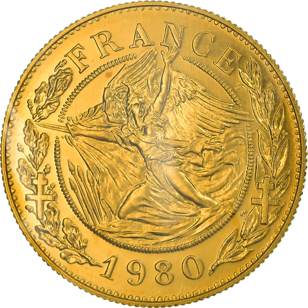 Francia, medaglia, French Fifth Republic, Général De Gaulle, 1980, Santucci