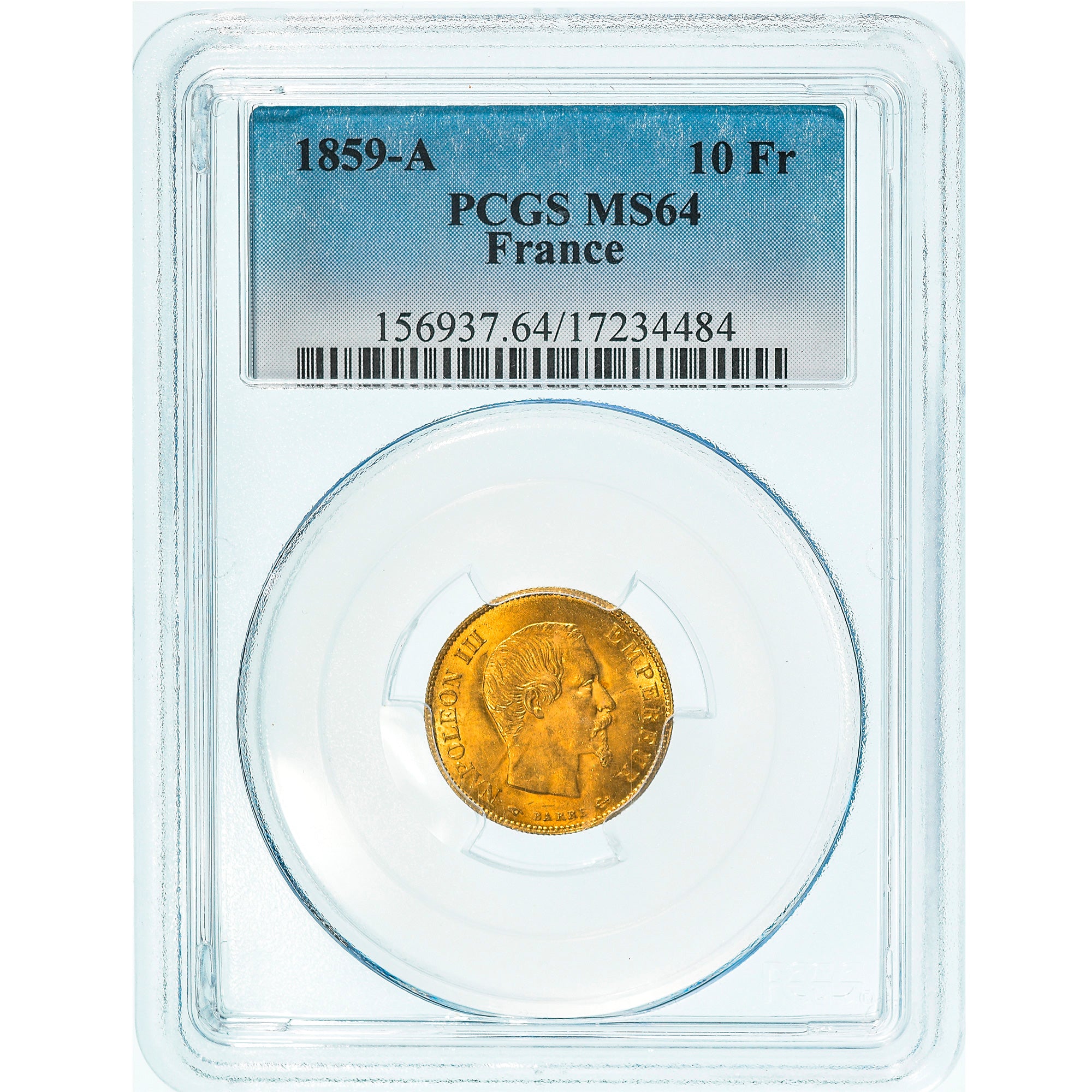Monnaie, France, Napoleon III, Napoléon III, 10 Francs, 1859, Paris, PCGS