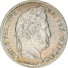 Moeda, França, Louis-Philippe, 1/4 Franc, 1839, Rouen, EF(40-45), Prata