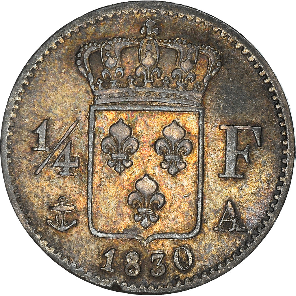 Moneta, Francja, Charles X, 1/4 Franc, 1830, Paris, AU(50-53), Srebro, KM:722.1