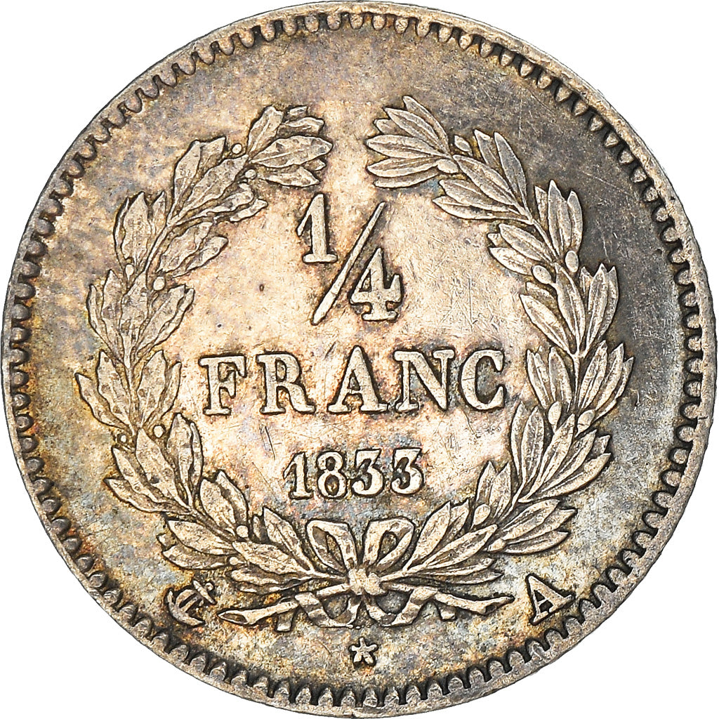 Monnaie, France, Louis-Philippe, 1/4 Franc, 1833, Paris, TTB+, Argent, KM:740.1