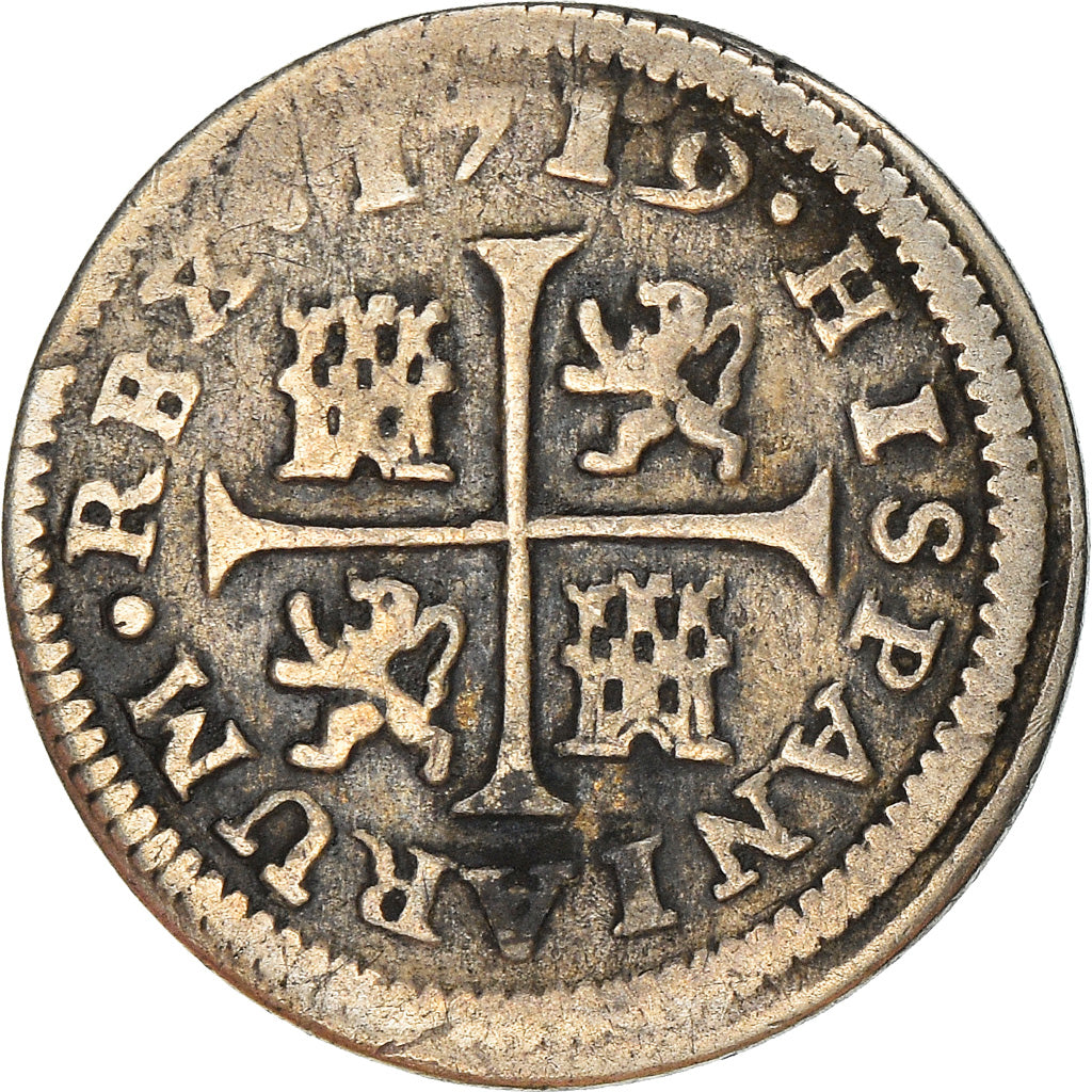Coin, Spain, Philip V, 1/2 Réal, 1719, Cuenca, VF(30-35), Silver, KM:311