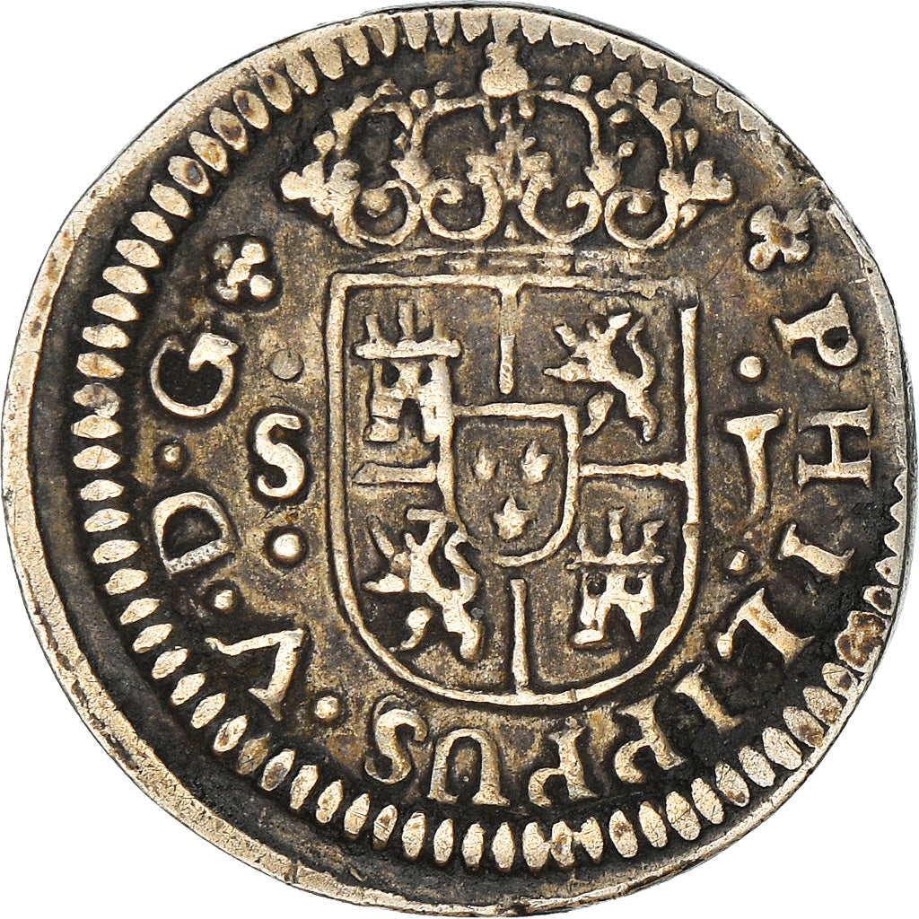 Coin, Spain, Philip V, 1/2 Réal, 1726, Seville, AU(50-53), Silver, KM:333.1