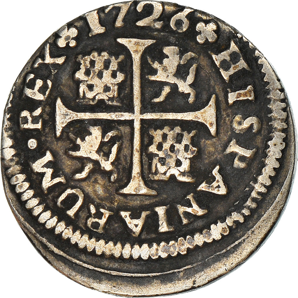 Coin, Spain, Philip V, 1/2 Réal, 1726, Seville, AU(50-53), Silver, KM:333.1