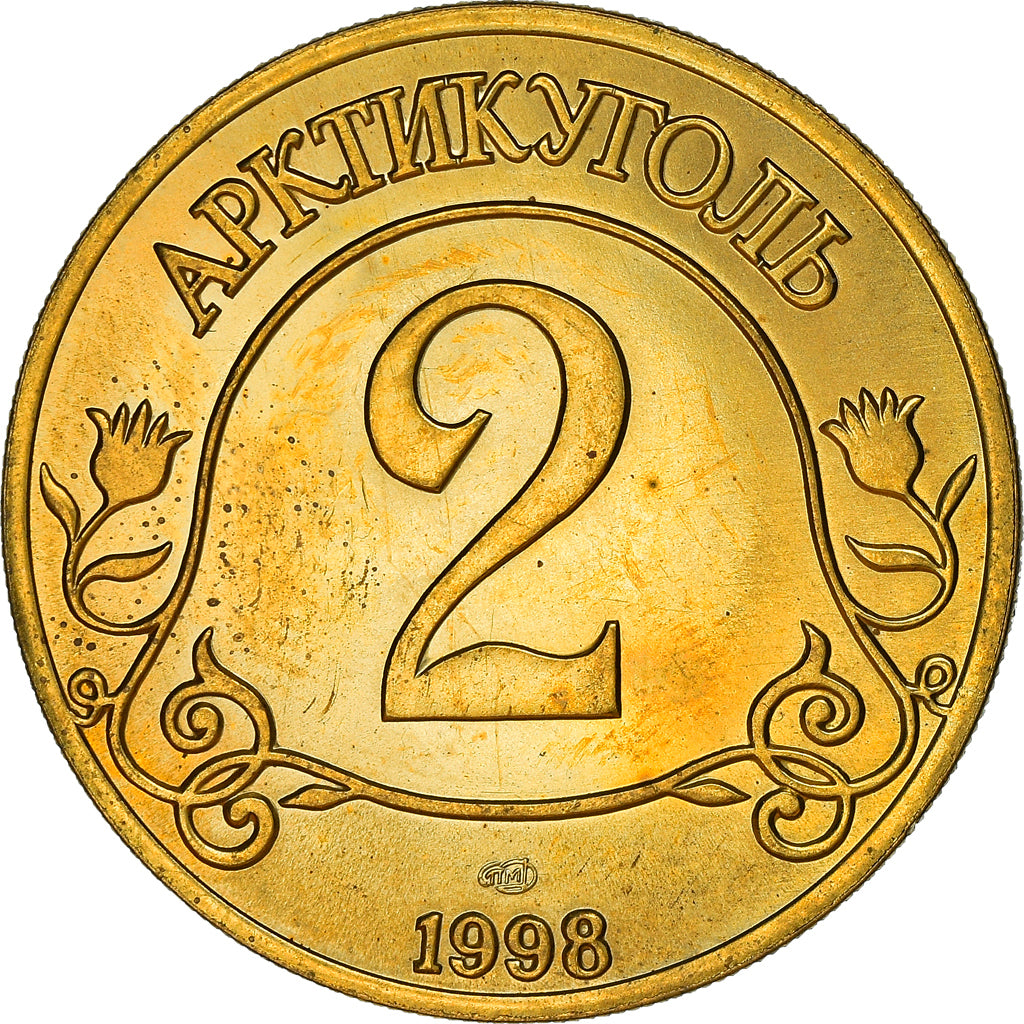 Coin, SPITZBERGEN, 2 Roubles, 1998, MS(63), Brass, KM:Tn13