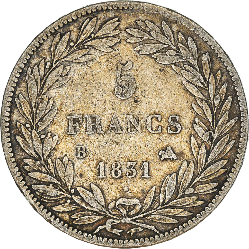 Coin, France, Louis-Philippe, 5 Francs, 1831, Rouen, VF(20-25), Silver