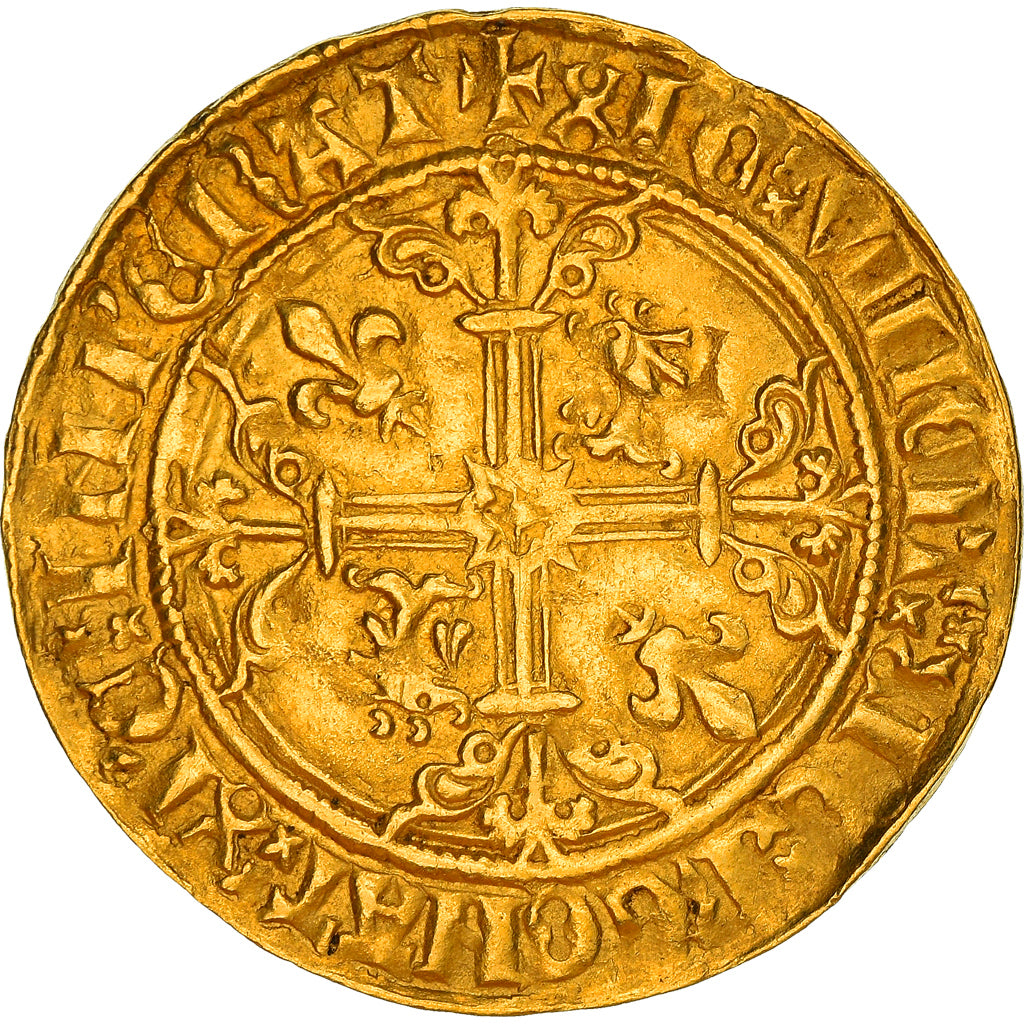 Munten, Frankrijk, Dauphiné, Louis II, Ecu d'or, Romans, Rare, ZF+, Goud