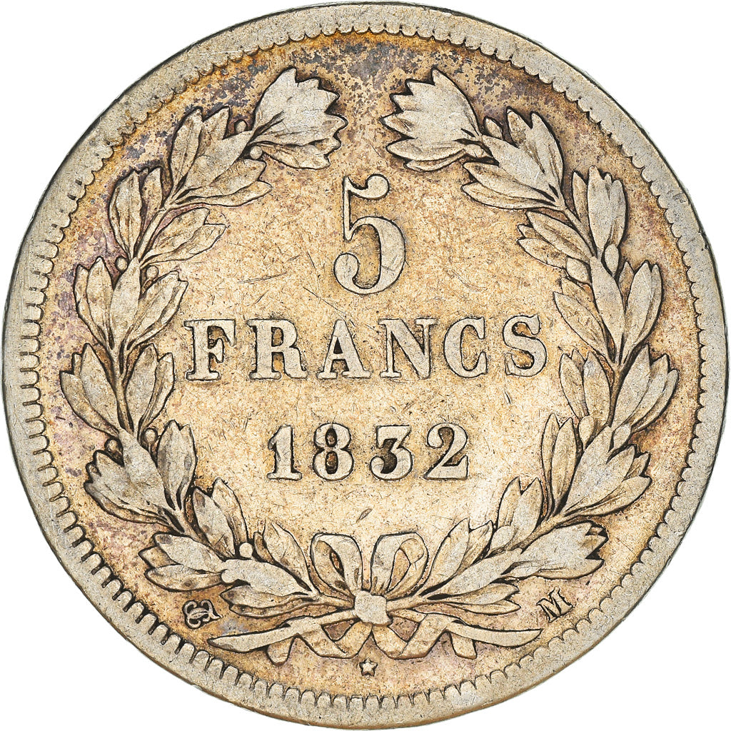 Coin, France, Louis-Philippe, 5 Francs, 1832, Toulouse, VF(20-25), Silver