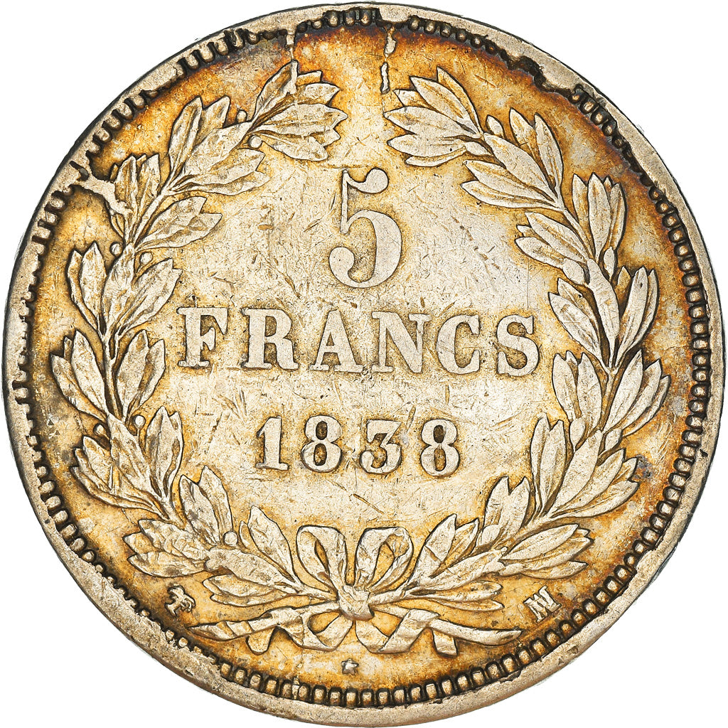 Monnaie, France, Louis-Philippe, 5 Francs, 1838, Marseille, TB+, Argent