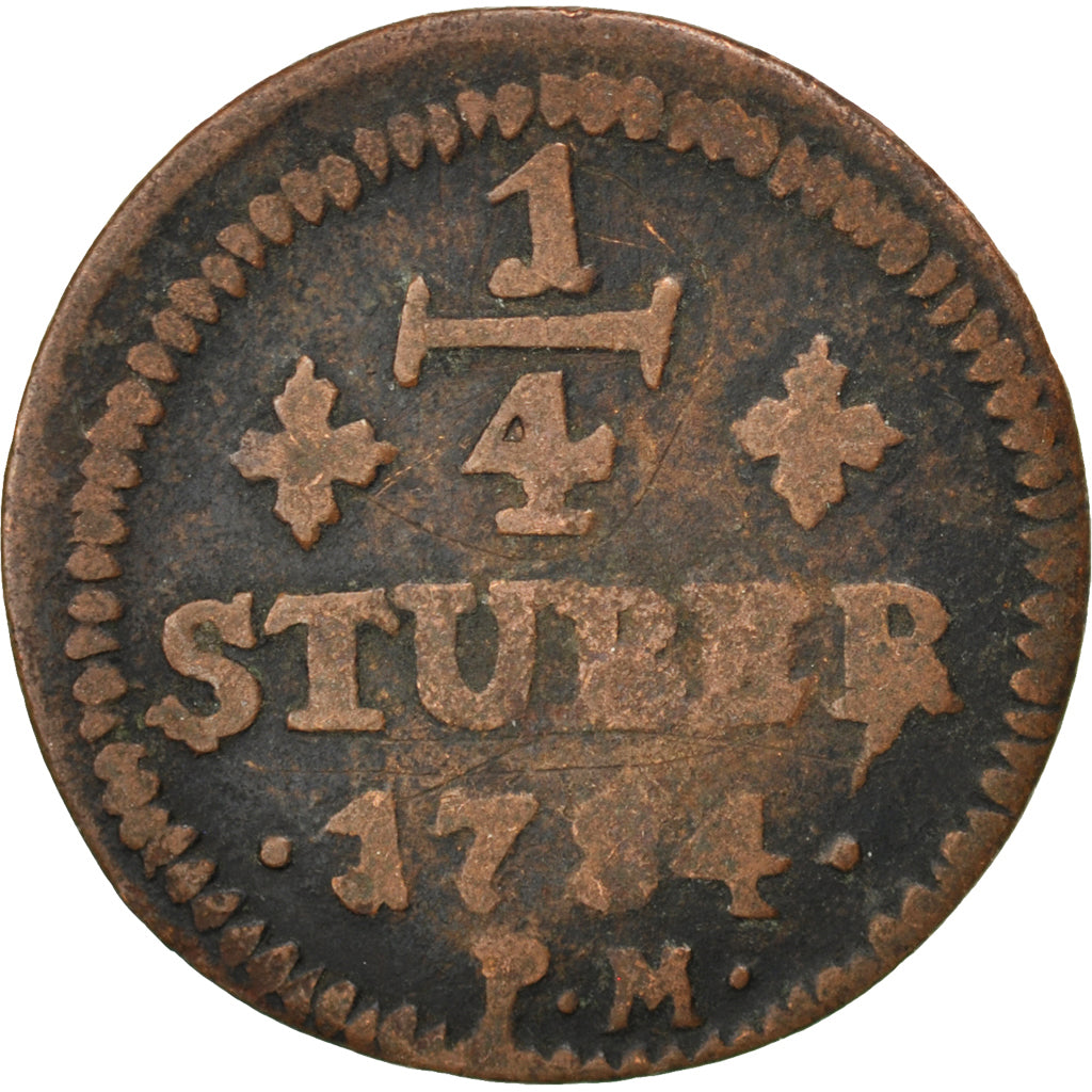 Moneta, Stati tedeschi, JULICH-BERG, Karl Theodor, 1/4 Stüber, 1784, MB, Rame