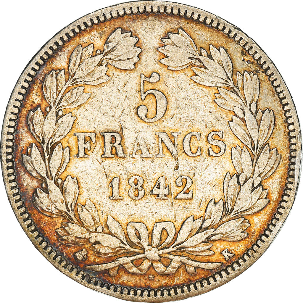 Monnaie, France, Louis-Philippe, 5 Francs, 1842, Bordeaux, TB+, Argent