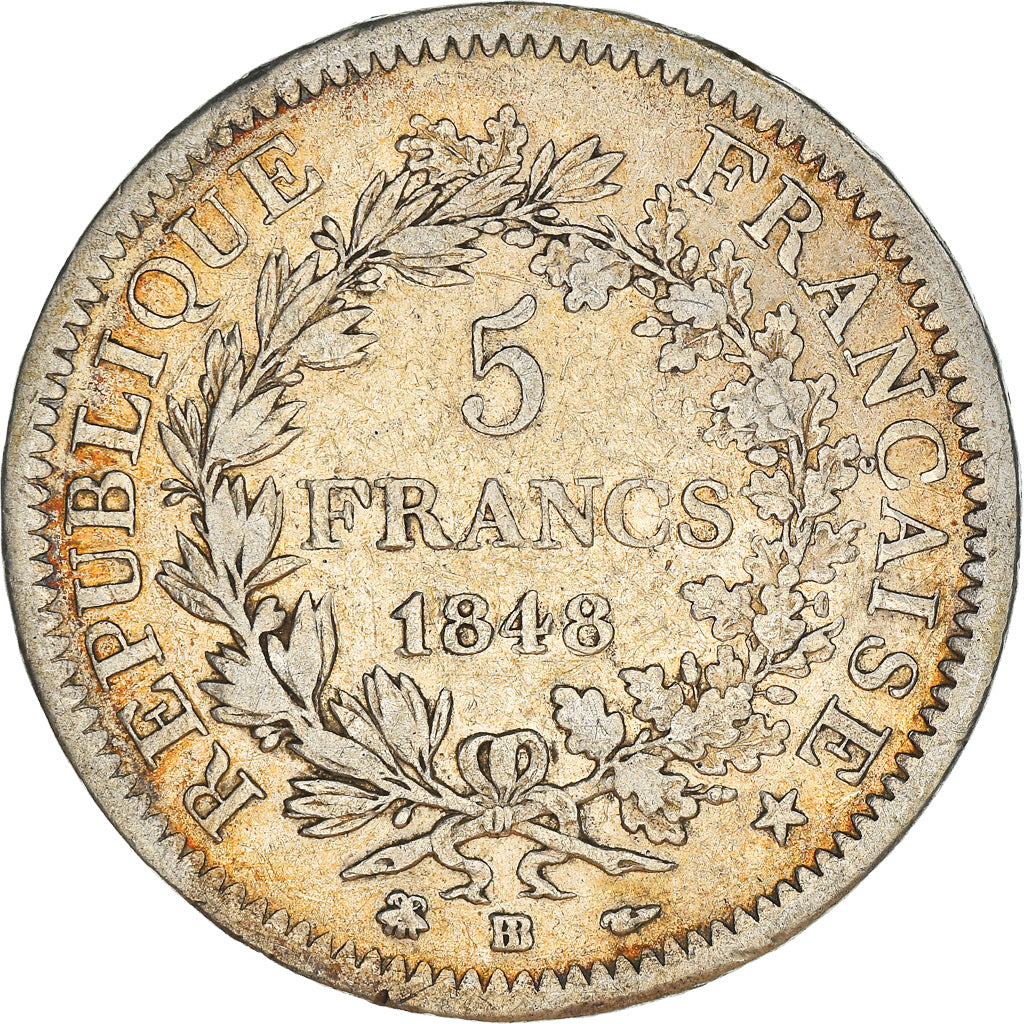 Coin, France, Hercule, 5 Francs, 1848, Strasbourg, VF(20-25), Silver, KM:756.2