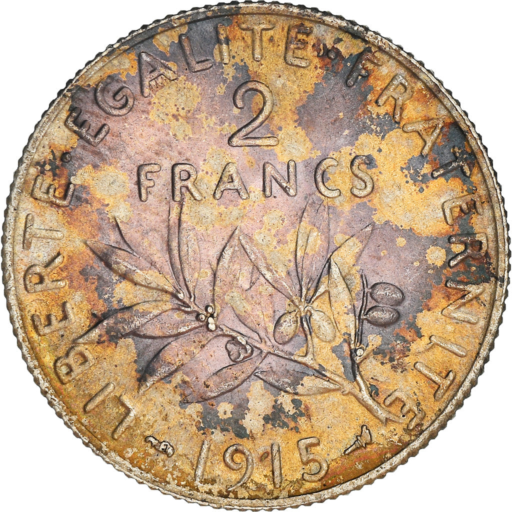 Coin, France, Semeuse, 2 Francs, 1915, Paris, AU(55-58), Silver, KM:845.1, Le
