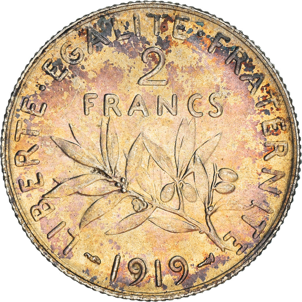 Coin, France, Semeuse, 2 Francs, 1919, Paris, MS(60-62), Silver, KM:845.1, Le