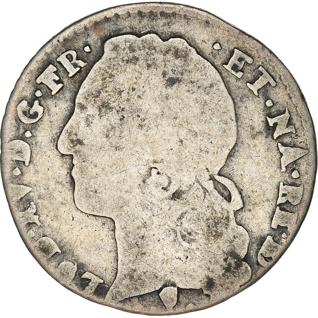 Moeda, França, Louis XV, 12 Sols, 1/10 ECU, 1753, Pau, F(12-15), Prata